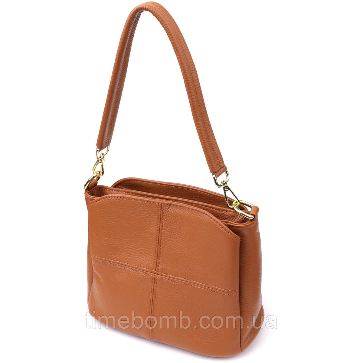 Жіноча сумка на три відділення з натуральної шкіри Vintage 22975 Рудий, фото 1