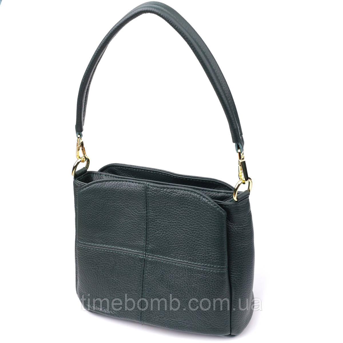 Шкіряна сумка для жінок з трьома відділеннями Vintage 22977 Зелений