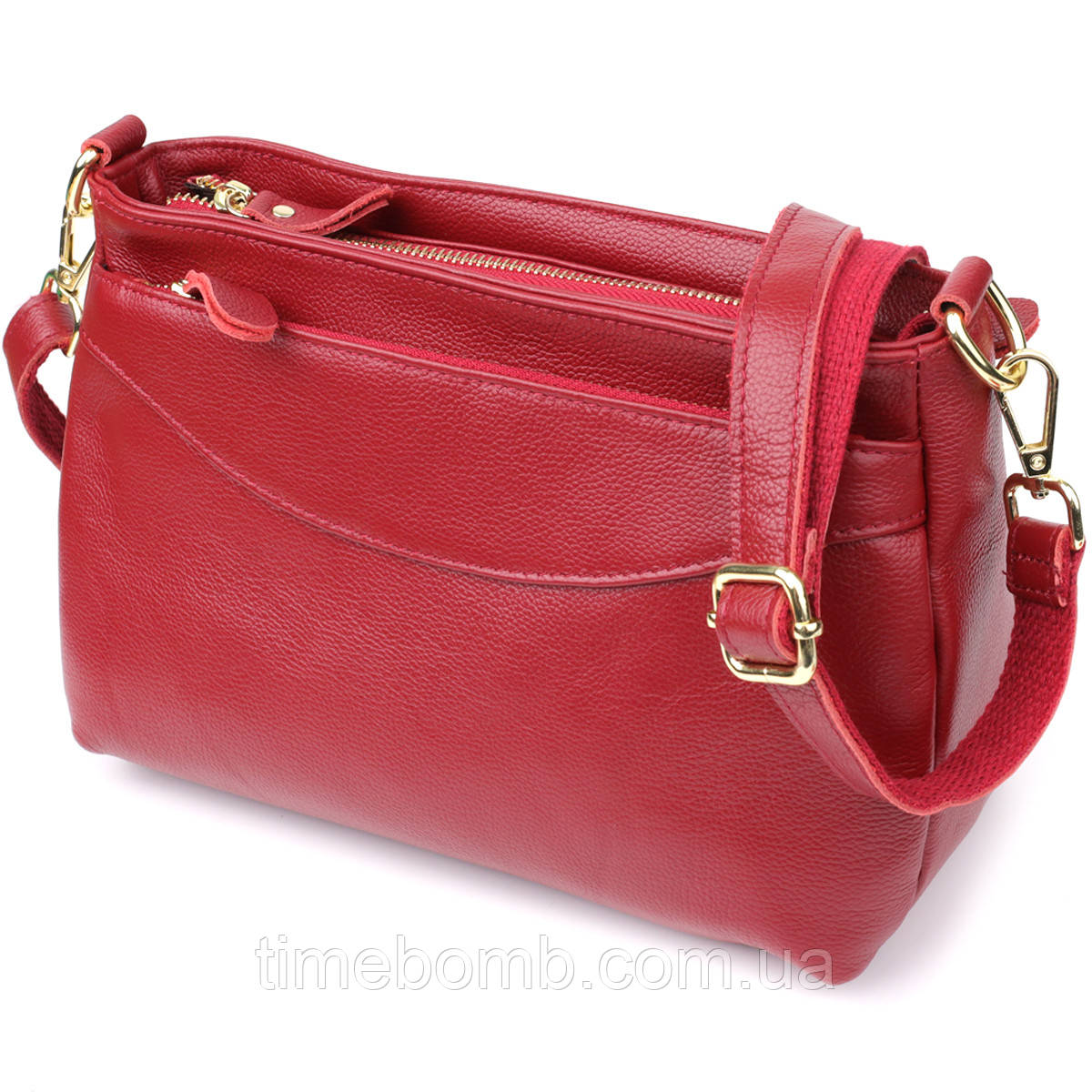 Сумка жіноча з твердим дном з натуральної шкіри Vintage 22982 Червоний