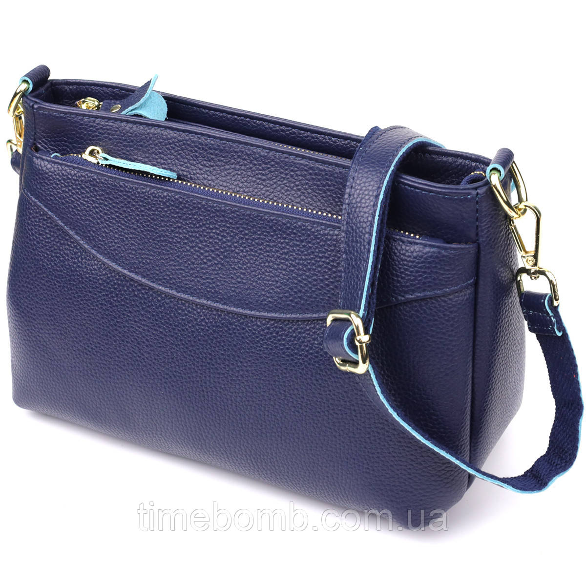 Жіноча шкіряна сумка з жорстким дном Vintage 22986 Синій, фото 1