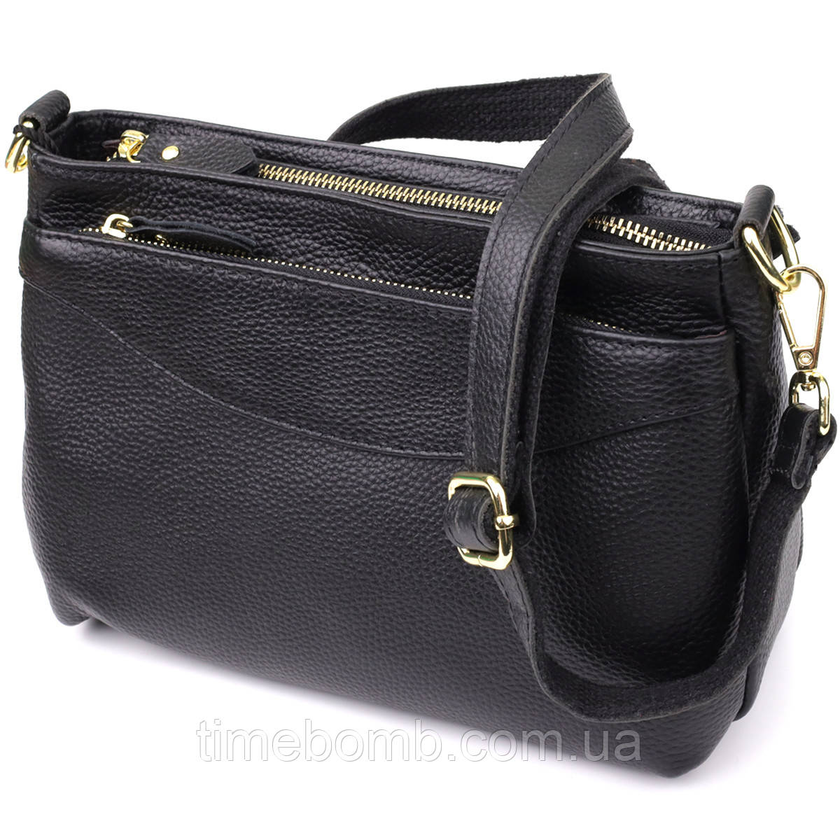 Класична жіноча сумка з жорстким дном із натуральної шкіри Vintage 22987 Чорний
