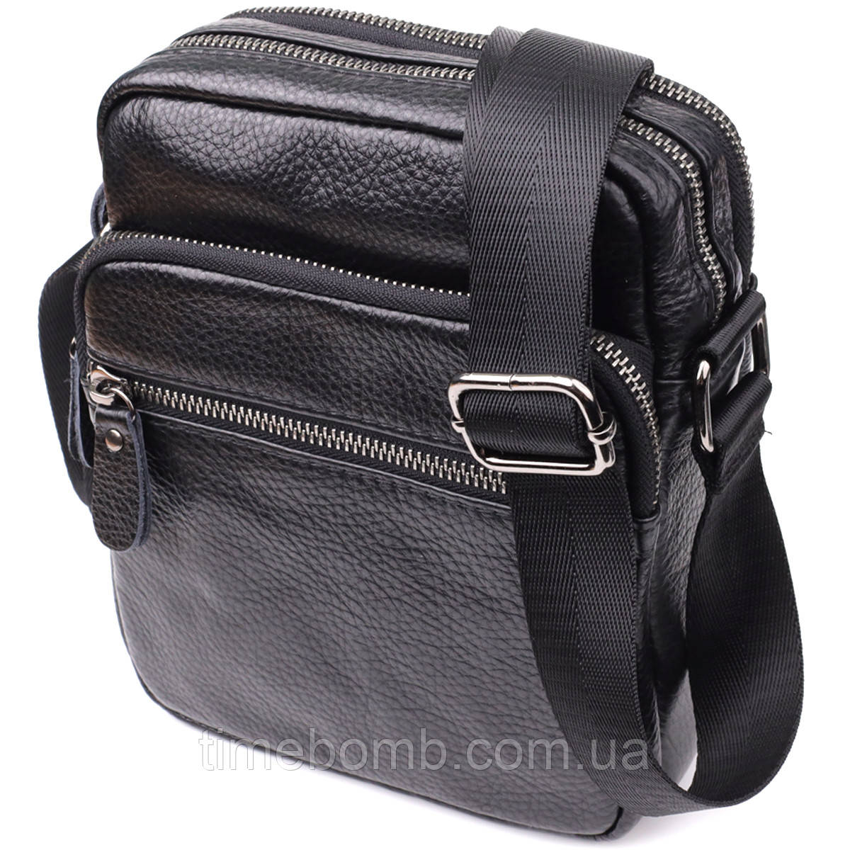 Чоловічі сумки на плече з натуральної шкіри Vintage 23020 Чорний, фото 1