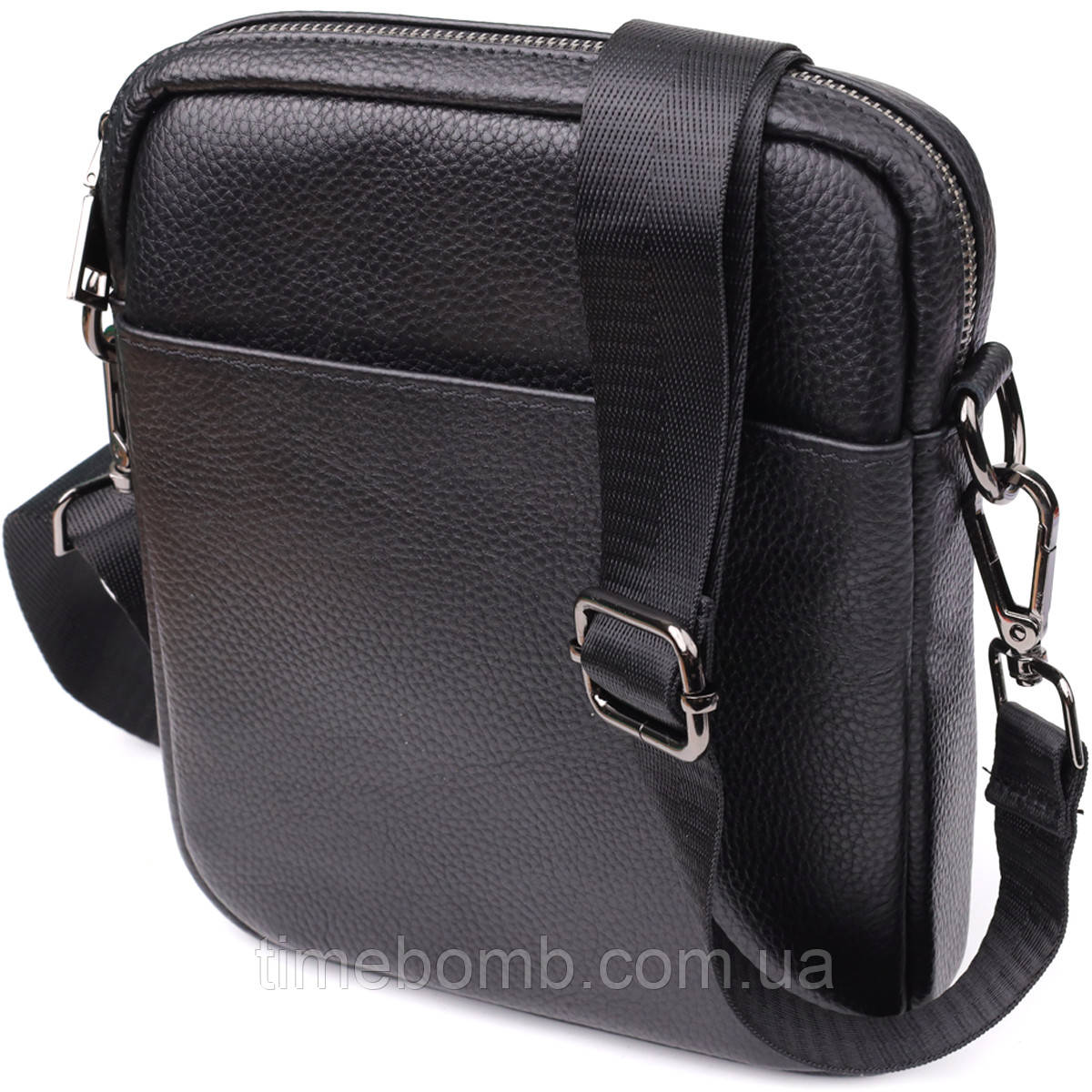 Компактна чоловіча сумка на плече з натуральної шкіри Vintage 23021 Чорний