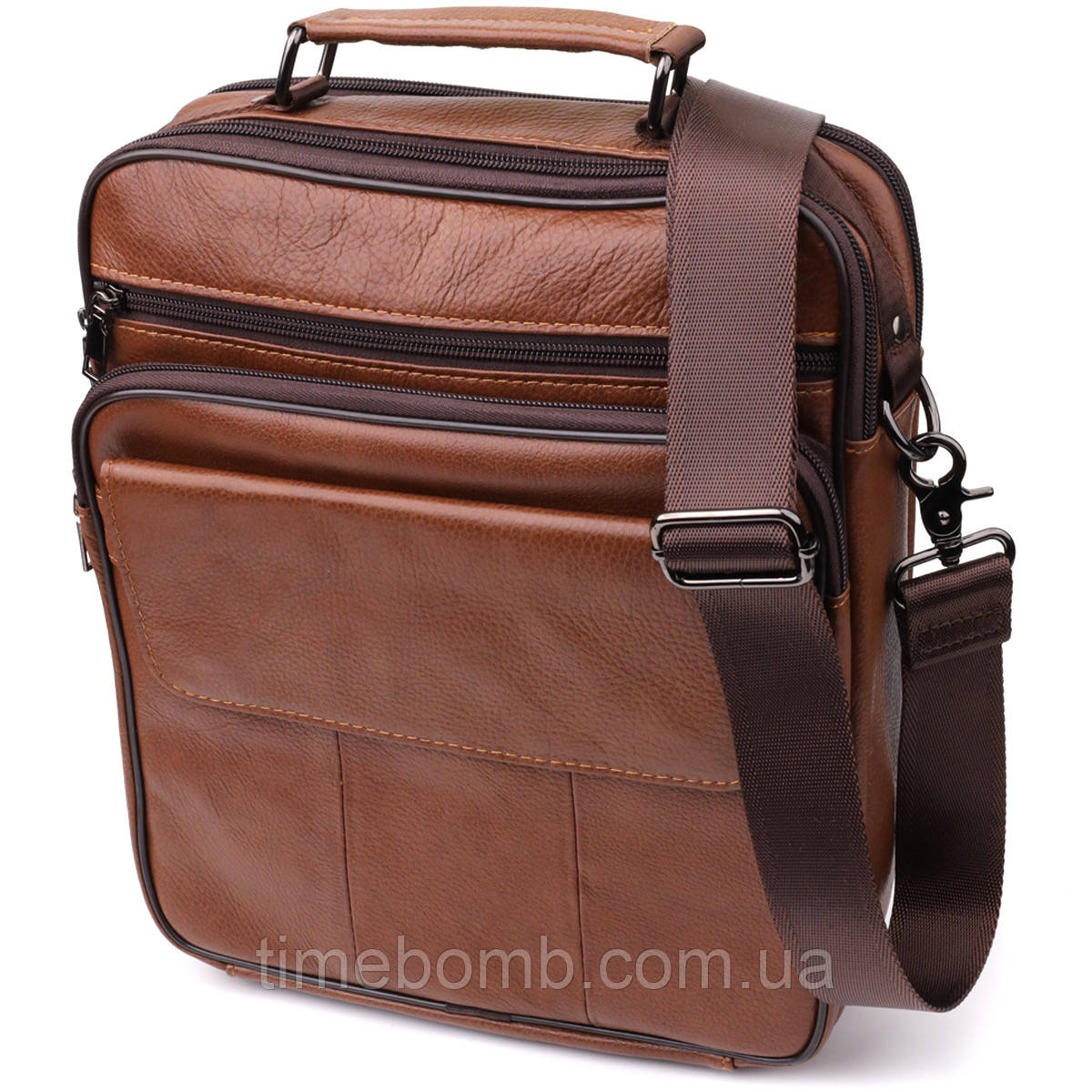 Чоловіча сумка з ручкою для перенесення в руці з натуральної шкіри Vintage 23025 Світло-коричневий