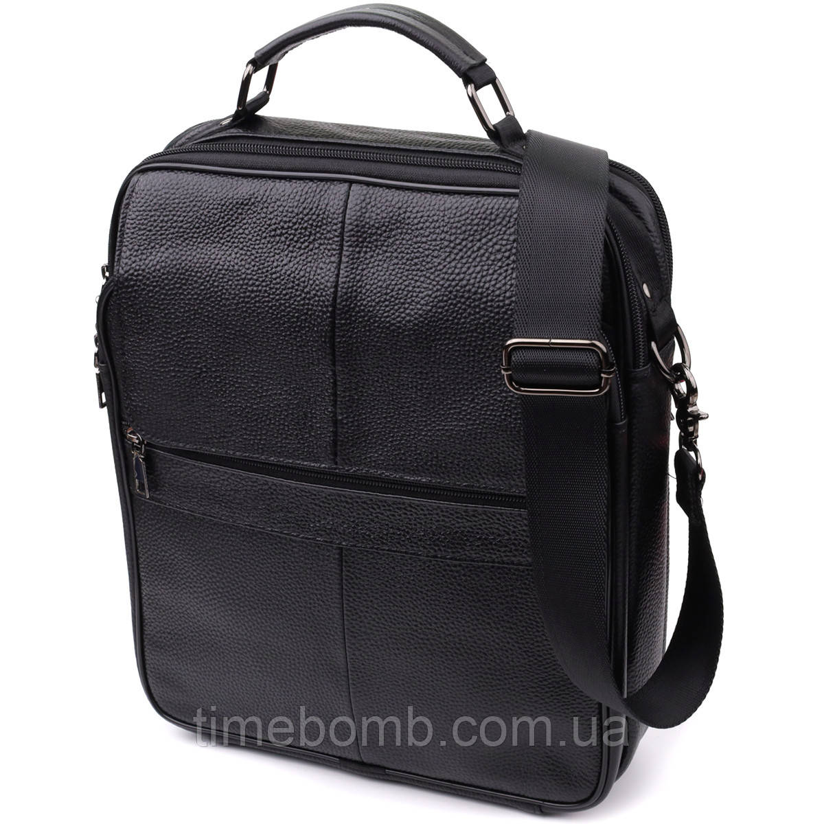 Чоловіча сумка з ручкою для перенесення в руці з натуральної шкіри Vintage 23026 Чорний