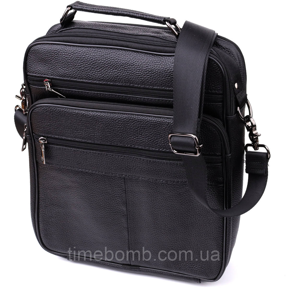 Сумка чоловіча з ручкою для перенесення в руці з натуральної шкіри Vintage 23029 Чорний