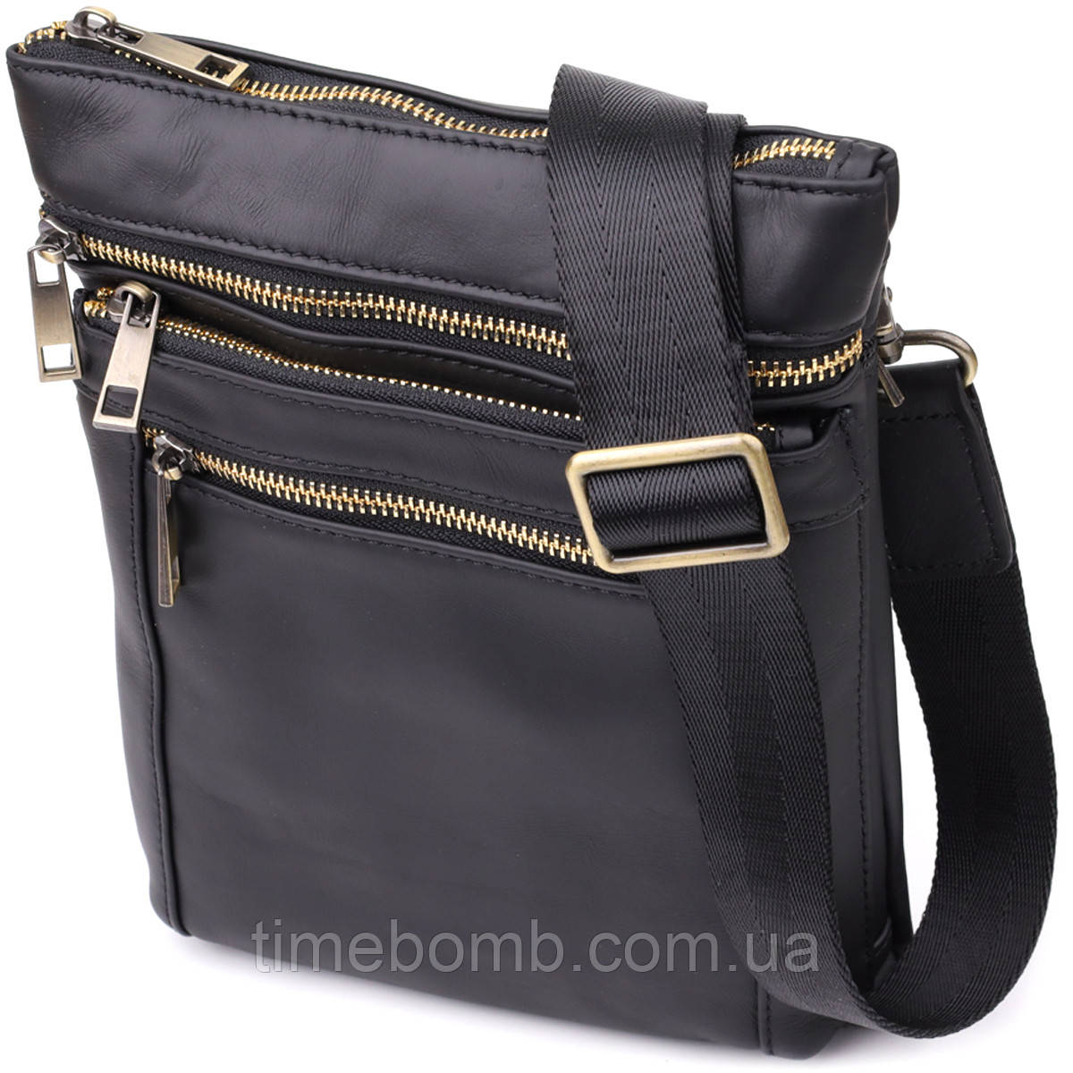 Повсякденна чоловіча сумка з натуральної шкіри Vintage 23037 Чорний