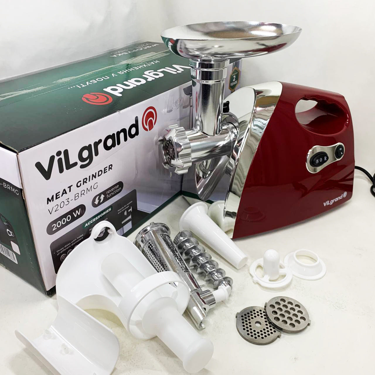 Хороша Електрична м'ясорубка ViLgrand, М'ясорубка кухонна потужна для дому 'автомат ZR-10