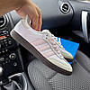 Жіночі кросівки Adidas Samba White Pink Logo  Адідас Самба білі з рожевим замша шкіра демісезон, фото 6