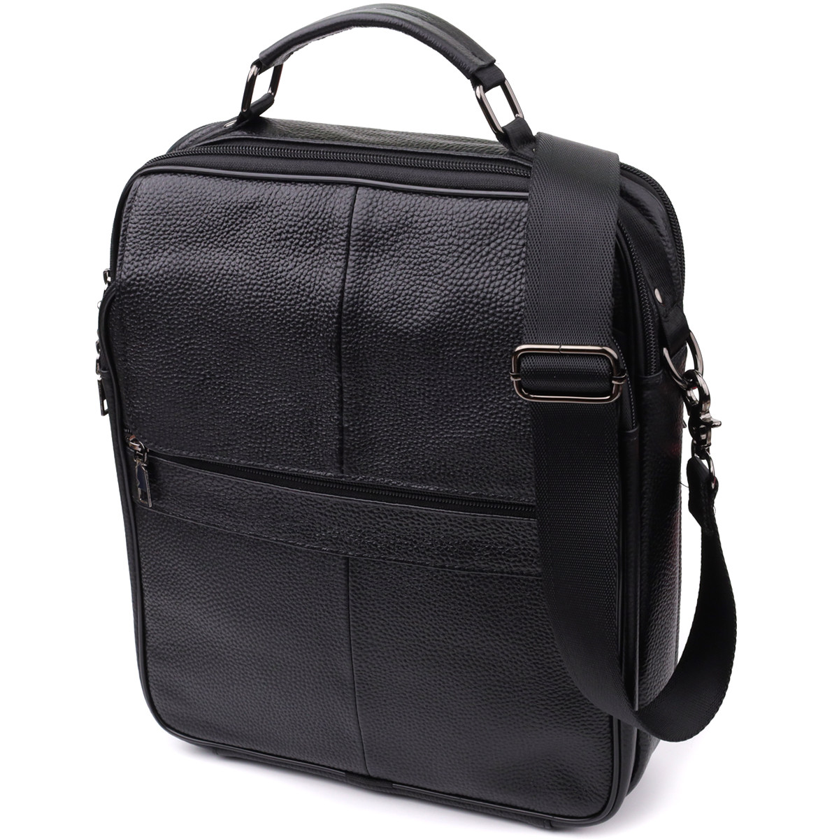 Чоловіча сумка з ручкою для перенесення в руці з натуральної шкіри Vintage 23026 Чорний, фото 1