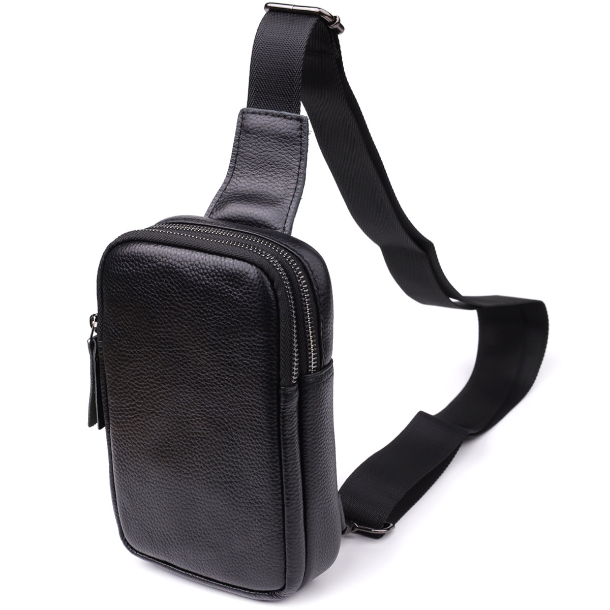 Сумка-слінг для чоловіків з натуральної шкіри Vintage 22955 Чорний, фото 1