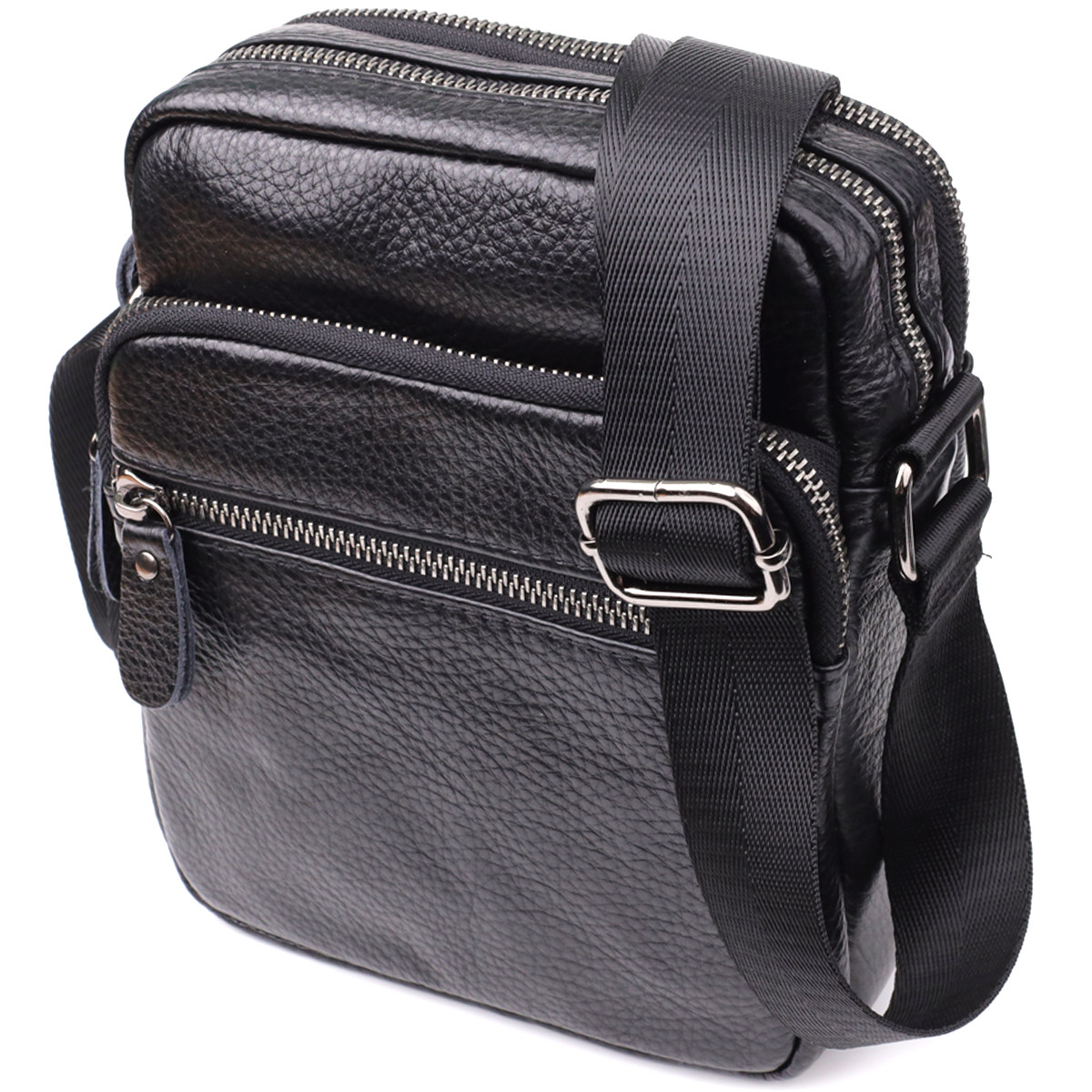 Чоловічі сумки на плече з натуральної шкіри Vintage 23020 Чорний, фото 1