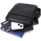 Компактна чоловіча сумка на плече з натуральної шкіри Vintage 23021 Чорний, фото 8