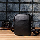 Компактна чоловіча сумка на плече з натуральної шкіри Vintage 23021 Чорний, фото 9