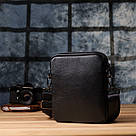 Компактна чоловіча сумка на плече з натуральної шкіри Vintage 23021 Чорний, фото 10