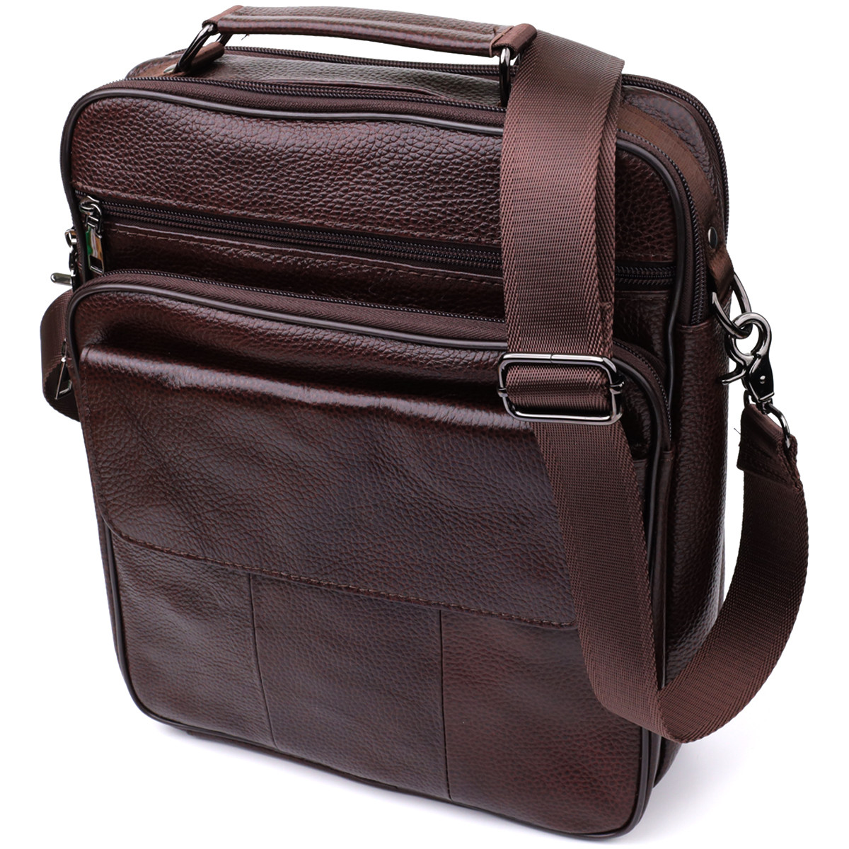 Чоловіча сумка з ручкою для перенесення в руці з натуральної шкіри Vintage 23024 Коричневий, фото 1