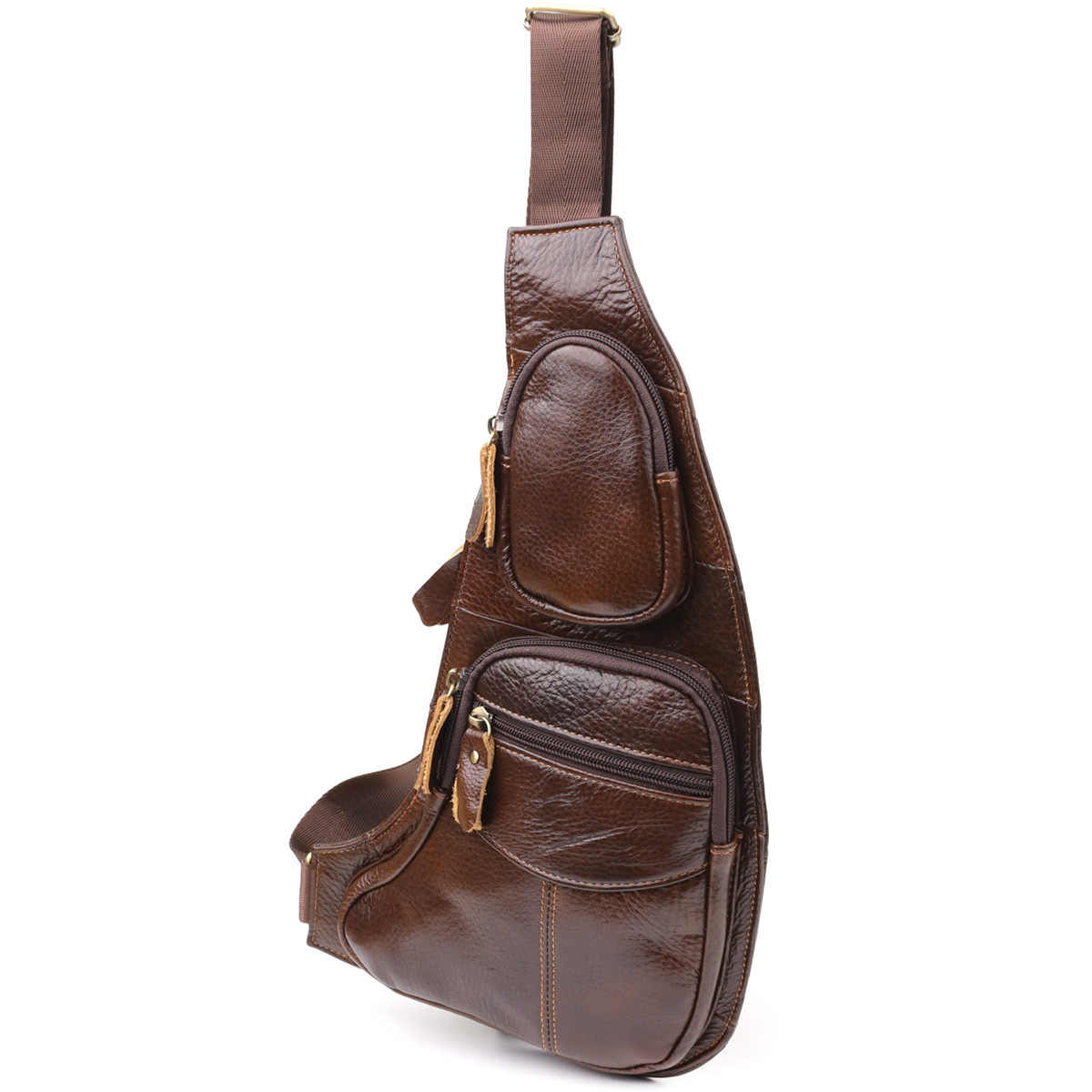 Сумка для чоловіків з великою кількістю кишень із натуральної шкіри Vintage 22956 Коричневий, фото 1