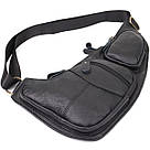 Сумка для чоловіків з великою кількістю кишень із натуральної шкіри Vintage 22957 Чорний, фото 6