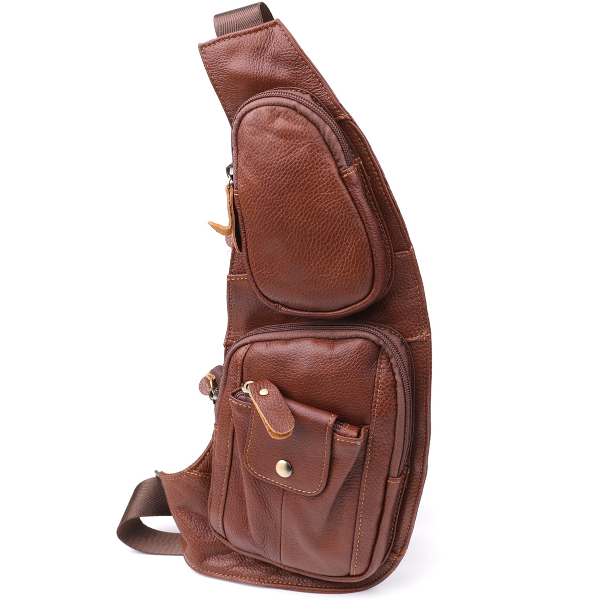 Чоловіча сумка з великою кількістю кишень із натуральної шкіри Vintage 22963 Коричневий, фото 1