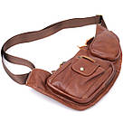 Чоловіча сумка з великою кількістю кишень із натуральної шкіри Vintage 22963 Коричневий, фото 5