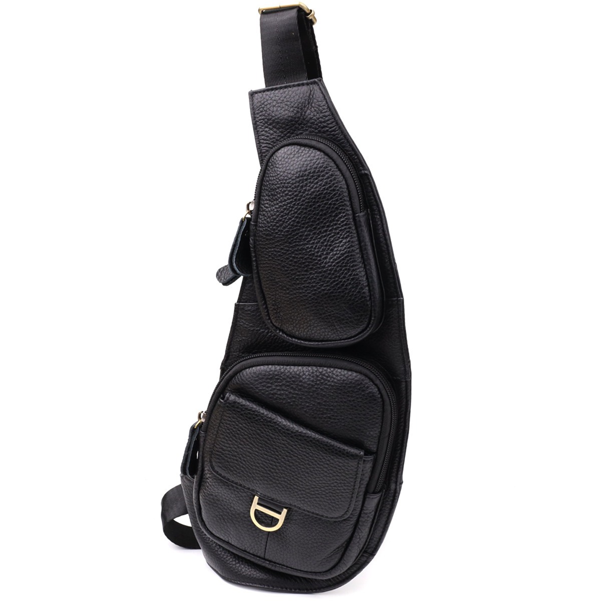 Чоловіча сумка через плече із зернистої натуральної шкіри Vintage 22964 Чорний, фото 1