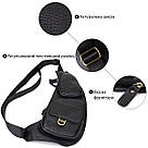 Чоловіча сумка через плече із зернистої натуральної шкіри Vintage 22964 Чорний, фото 4