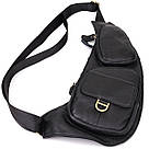 Чоловіча сумка через плече із зернистої натуральної шкіри Vintage 22964 Чорний, фото 6