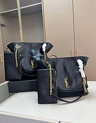 Жіноча сумка Ів Сен Лоран Saint Laurent Jamie Shopping in Lambskin Black преміум якість