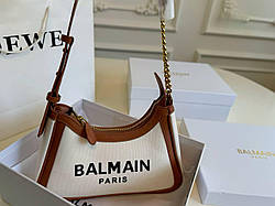 Balmain B-Army Canvas Shoulder Bag with Leather Trim and Chain Strap 27х13