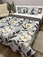 Покрывало на кровать стеганое летнее покрывало с подушками 40х60 лотус 3D покрывало евро размер 200х220 см