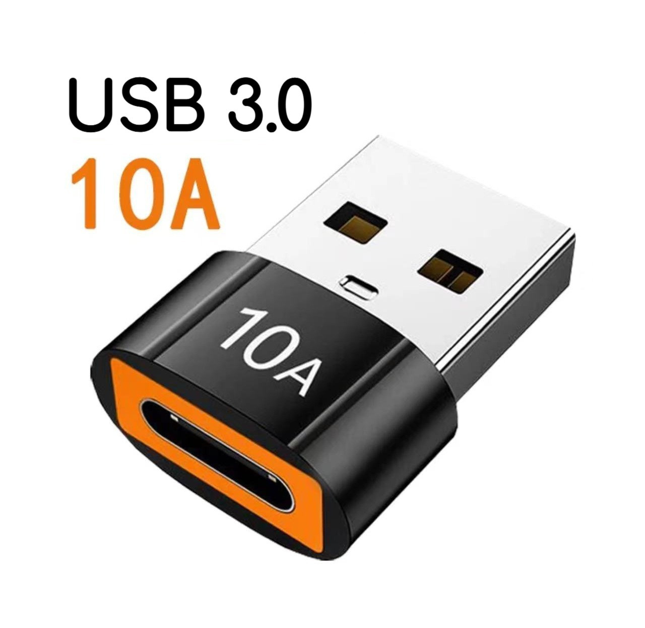 Перехідник OTG USB3.0 10А USB-A(тато) Type-c(мама). Чорний, фото 1