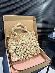 Жіноча сумка Miu Miu Miu Crochet Raffia Tote Bag 30х26 преміум якість