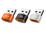 Перехідник OTG USB3.0 10А USB-A(тато) Type-c(мама). Чорний, фото 2