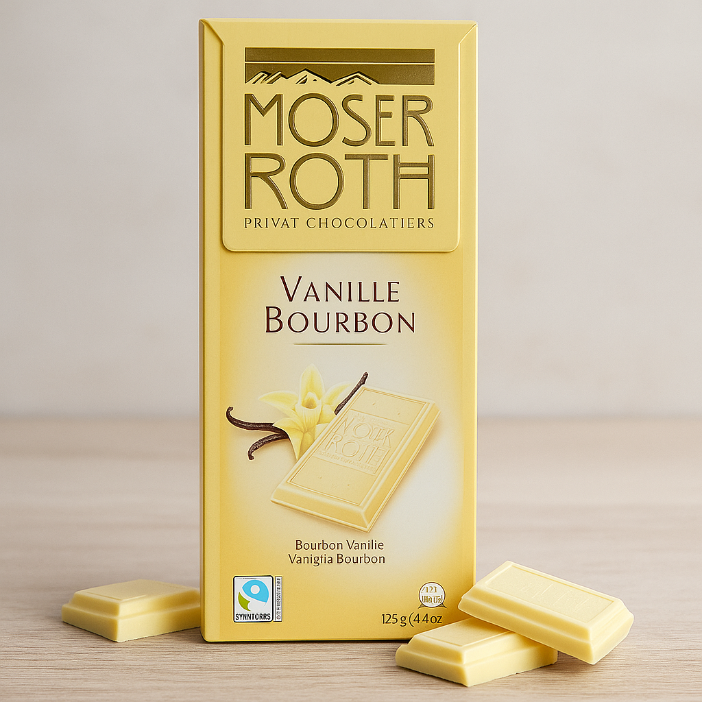 Білий шоколад🍫 Moser Roth "Bourbon Vanille". 125 гр. Німеччина., фото 1