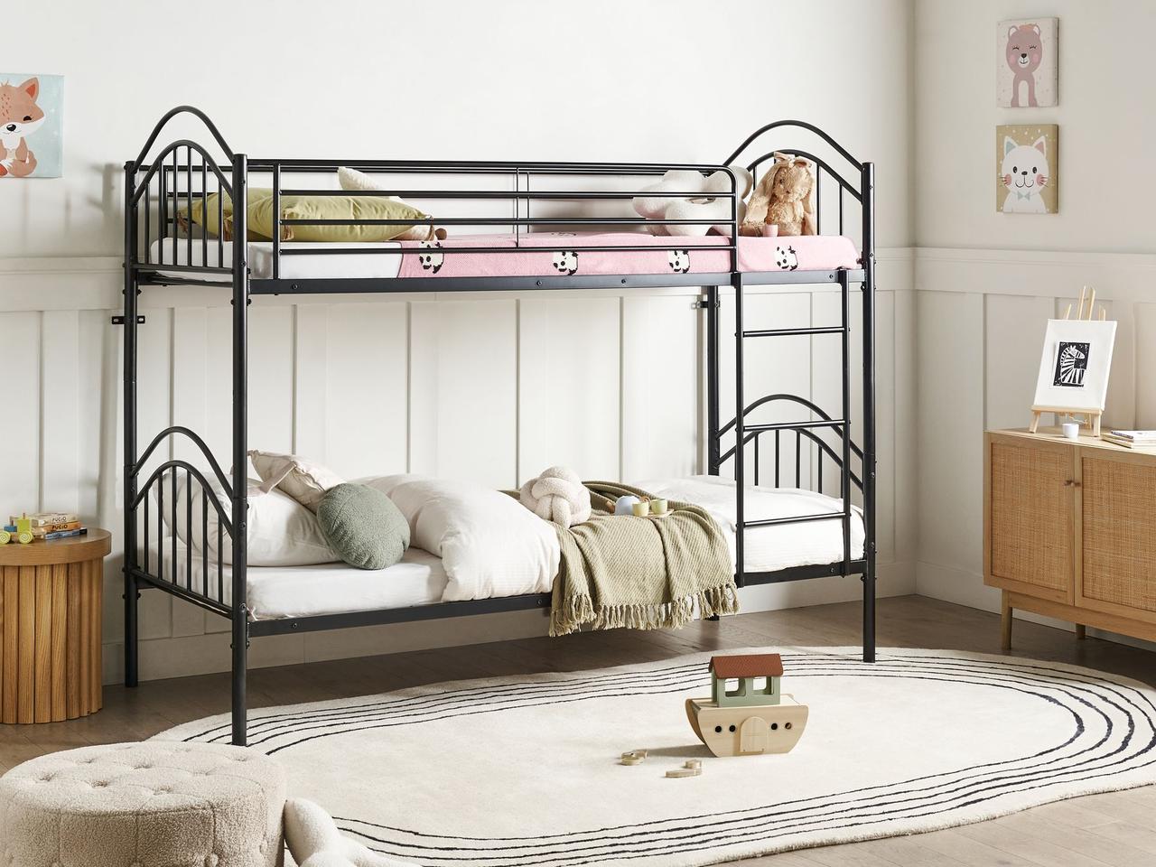 Металеве двоярусне ліжко CHARTRES 90 x 200 см, чорне