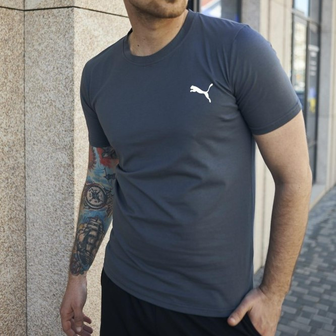 Чоловіча спортивна футболка Puma Graphite Пума сіра, фото 1