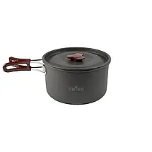 Туристичний алюмінієвий казанок Tribe Pot Alu T-FH-0014 (Grey), 1.9 л | Легка каструля для походу з двома складаними ручками, фото 2