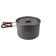 Туристичний алюмінієвий казанок Tribe Pot Alu T-FH-0015 (Grey), 3 л | Легка каструля для походу з двома складаними ручками, фото 3