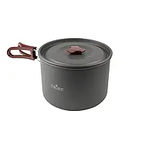 Туристичний алюмінієвий казанок Tribe Pot Alu T-FH-0015 (Grey), 3 л | Легка каструля для походу з двома складаними ручками, фото 4