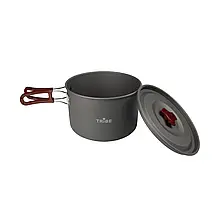 Туристичний алюмінієвий казанок Tribe Pot Alu T-FH-0015 (Grey), 3 л | Легка каструля для походу з двома складаними ручками, фото 5