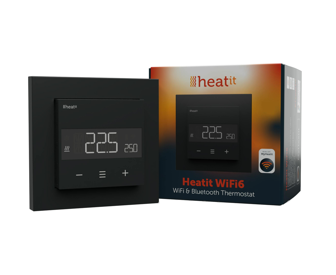 Wi-Fi термостат теплої підлоги з лічильником електроенергії Heatit WiFi6, чорний, фото 1