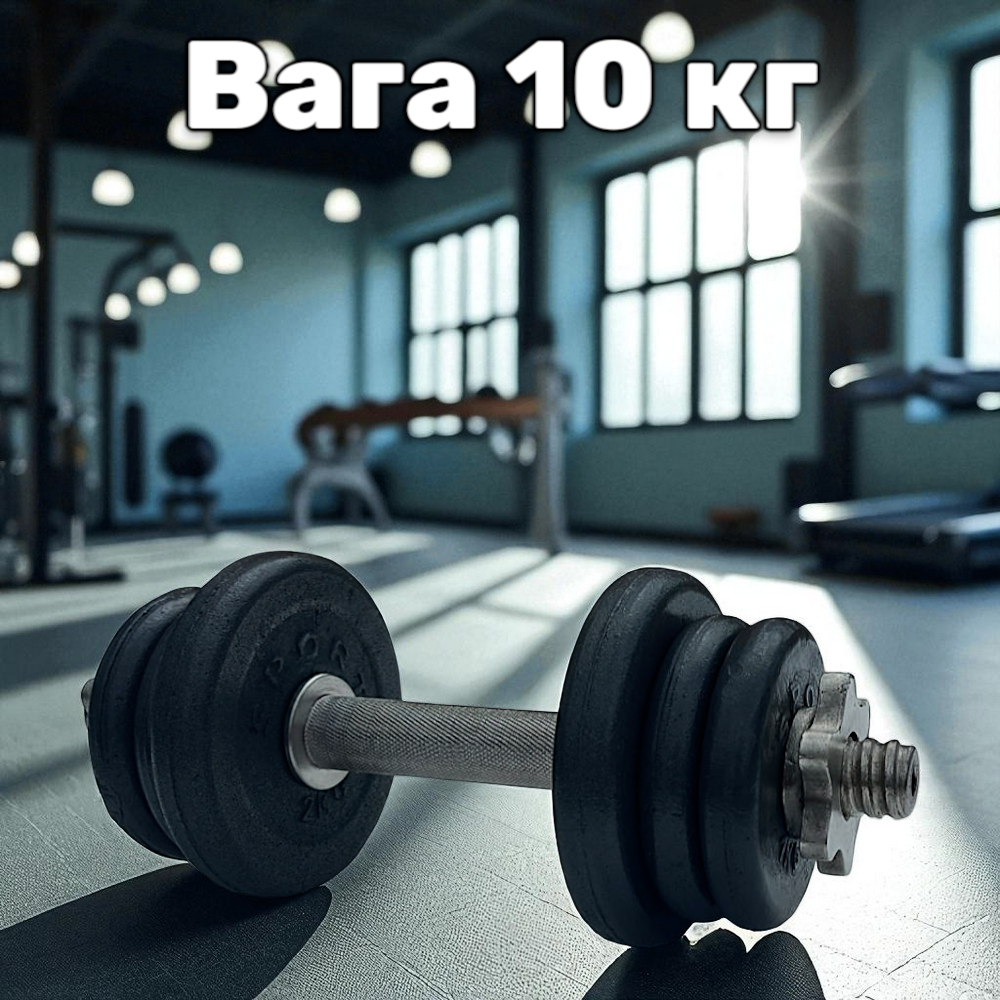Гантель металева розбірна з покриттям розбірна гантель для тренувань гантель для дому GoodLift 10 кг