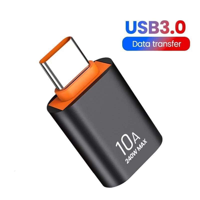 Перехідник OTG USB 3.0 10A USB-A(мама) Type-c(тато) Чорний, фото 1