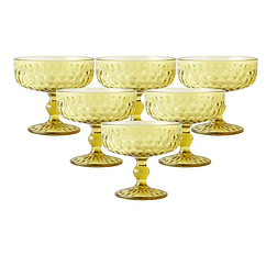 Набір креманок на ніжці 6 шт 300 (мл) скляні креманки для морозива, желе, десертів Золотистий