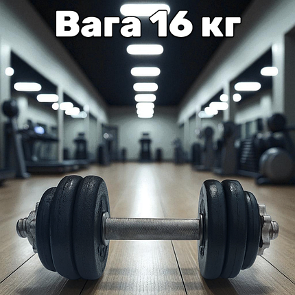 Гантель металева розбірна з покриттям розбірна гантель для тренувань гантель для дому GoodLift 16 кг, фото 1