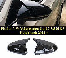 Накладки на дзеркала VW (Фольцваген) Golf MK7, MK7.5, E-GOLF, Touran 2 (5T) Чорний Глянец (стиль GTI), фото 3