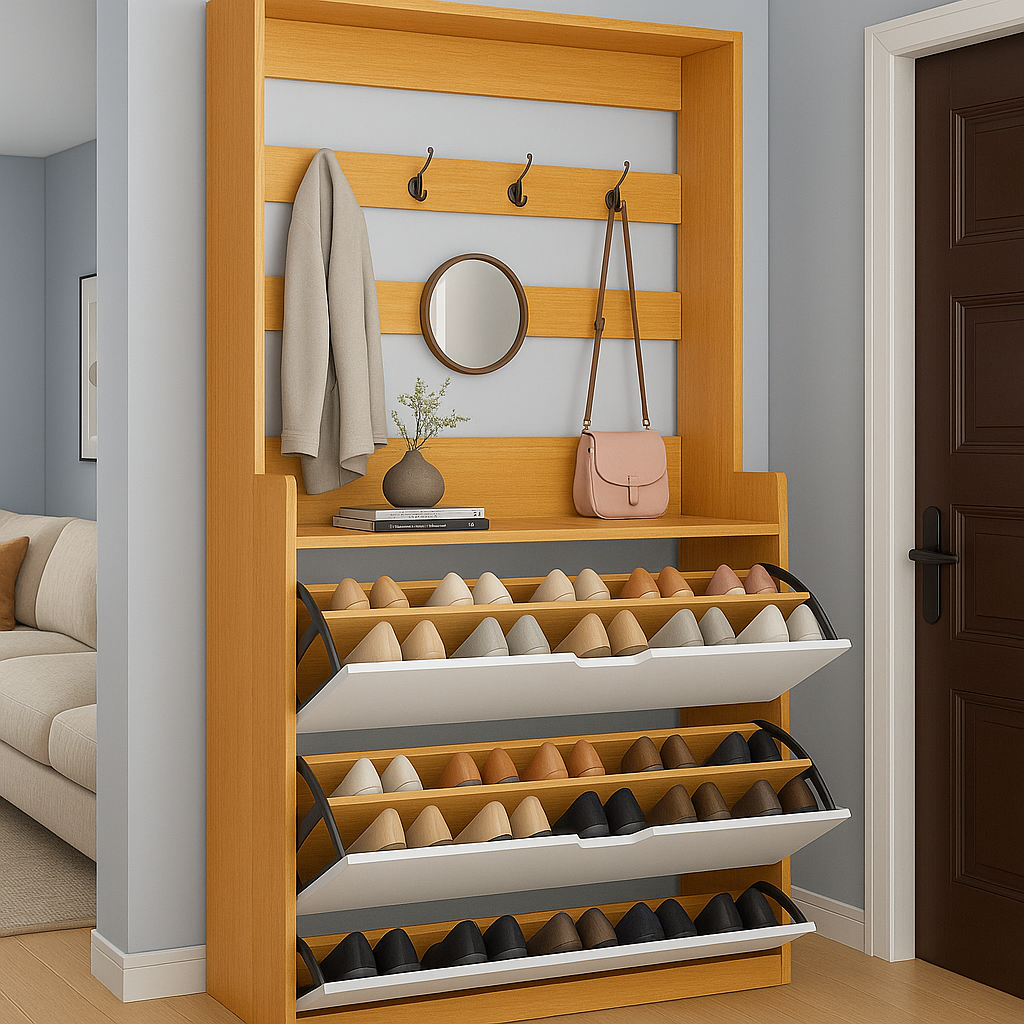 Вішалка з полицями для взуття в передпокій 24х80х220 см, фото 1