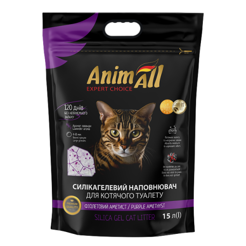 AnimAll Premium Фіолетовий аметист сілікагелевий наповнювач для котів 15л (143023), фото 1