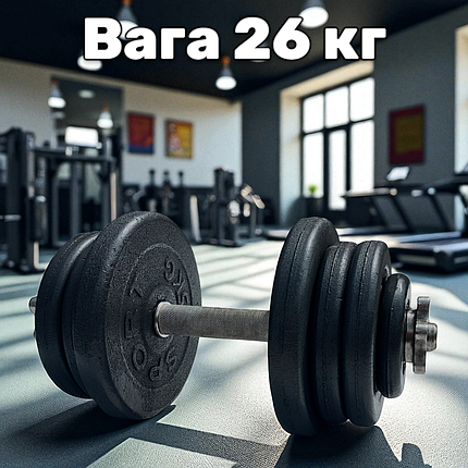 Гантель металева розбірна з покриттям розбірна гантель для тренувань гантель для дому GoodLift 26 кг, фото 1