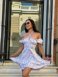Жіноче міні сукня з відкритими плечима та шнурівкою на спині спідниця з воланом (р. 42-46) 81036092, фото 7